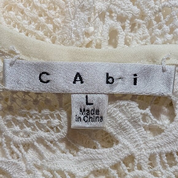 CAbi #800 Needle Lace Shell Peplum Sleeveless Blouse in White/Ivory - Picture 2 of 15